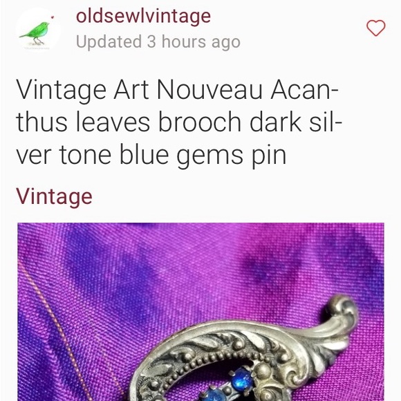 Vintage Art Nouveau Silver brooch with 4 deep blue stones. - Picture 5 of 5